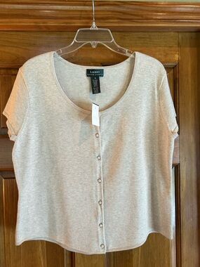 Lauren Ralph Lauren Cream Button-Front Short Sleeve Top